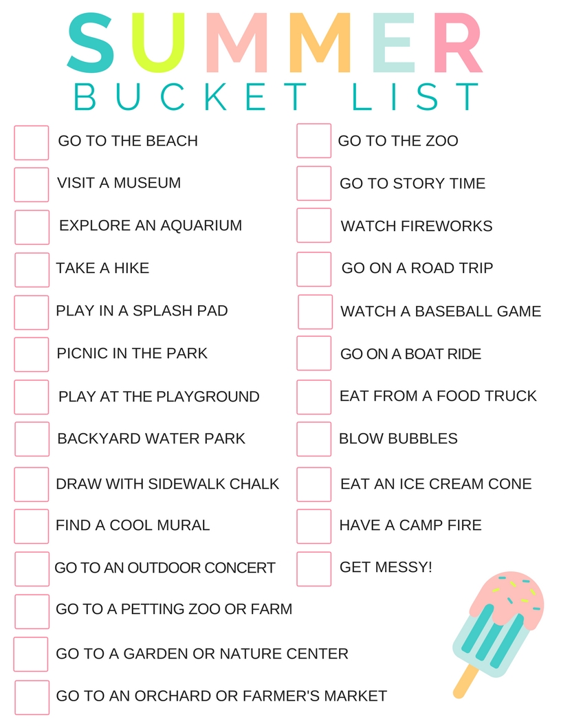 A FREE Summer Bucket List for Families