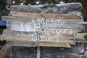 Peter Rabbit first birthday party Mr McGregor's Garden Sign